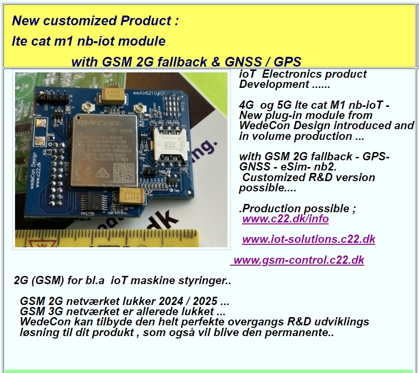 LTE-M elektronik udvikling LoRa GSM elektronikudvikling NFC wedecon